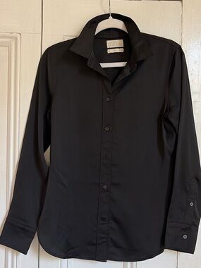 J. Crew Black Silky Button-Up Blouse